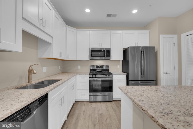 kitchen featuring sink, white cabinets, and appliances with stainless steel finishes