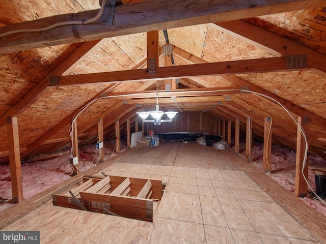 view of unfinished attic