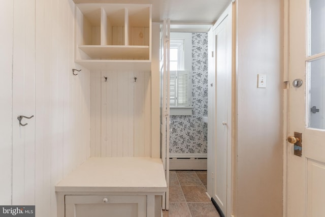 mudroom with baseboard heating