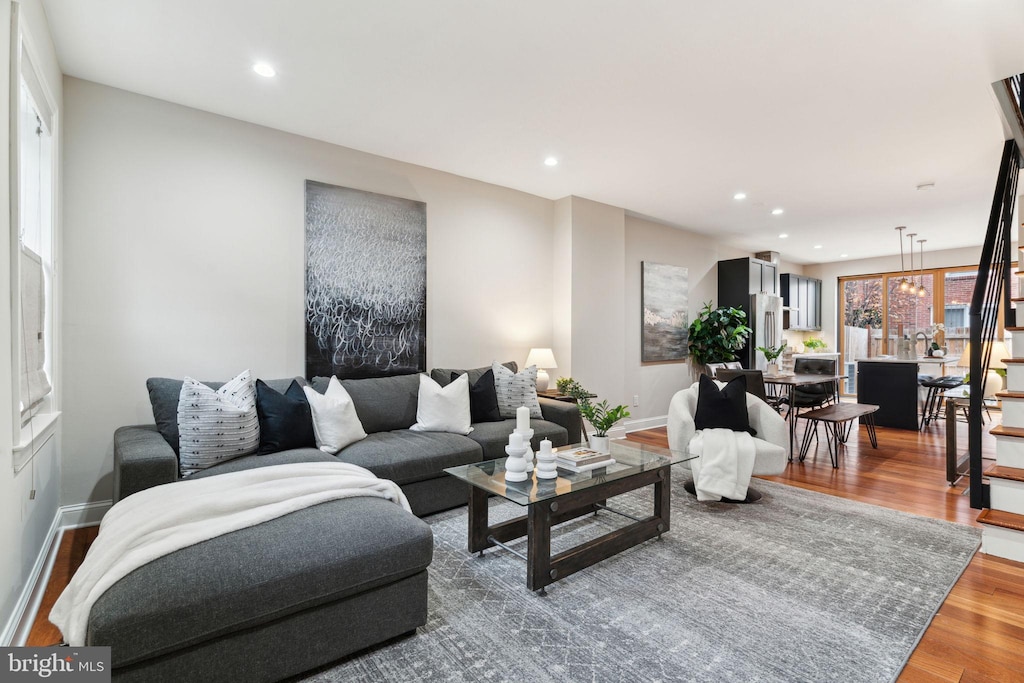 living room featuring wood-type flooring