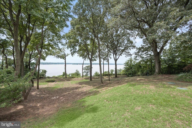 view of yard featuring a water view