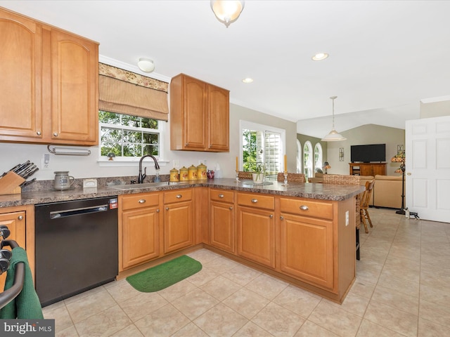 330 Mountaineers Way, Emmitsburg, MD 21727 - kitchen featuring black dishwasher, healthy amount of natural light, a peninsula, a sink, and recessed lighting