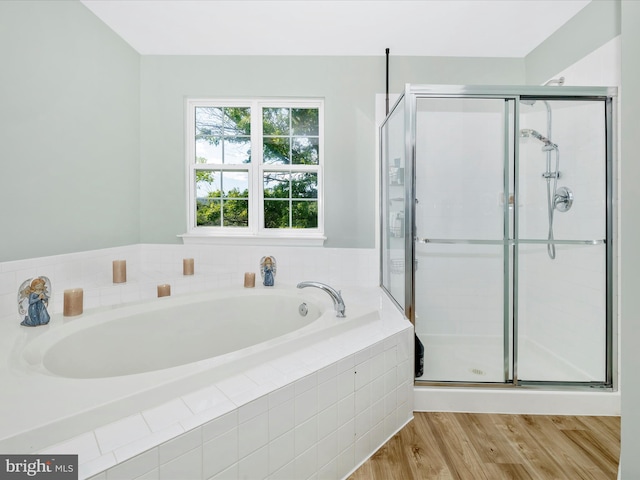 330 Mountaineers Way, Emmitsburg, MD 21727 - full bathroom with a bath, a shower stall, and wood finished floors