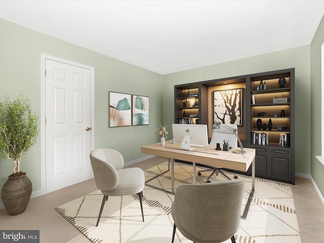 330 Mountaineers Way, Emmitsburg, MD 21727 - office area featuring baseboards, light carpet, and built in shelves