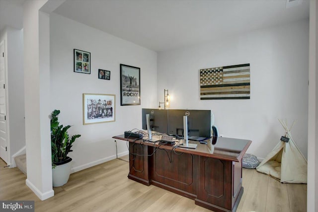 office featuring light wood-type flooring