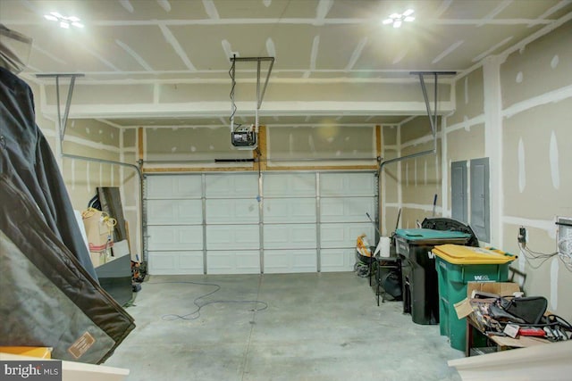 garage with a garage door opener