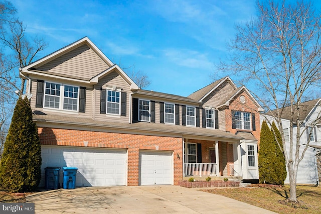 view of front facade featuring a garage and a porch