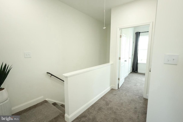 3324 N Market St, Wilmington, DE 19802 - hallway with an upstairs landing, carpet, and baseboards