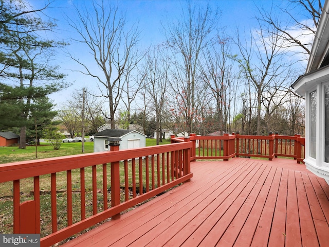 374 Tuscawilla Dr, Charles Town, WV 25414 - wooden terrace featuring an outdoor structure and a lawn