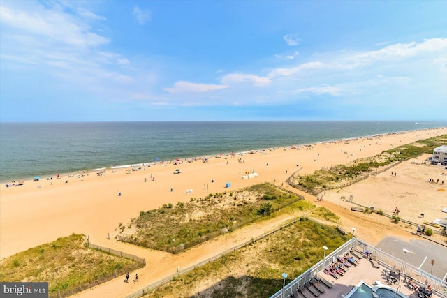 view of water feature with a view of the beach