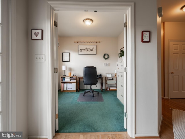 home office with carpet