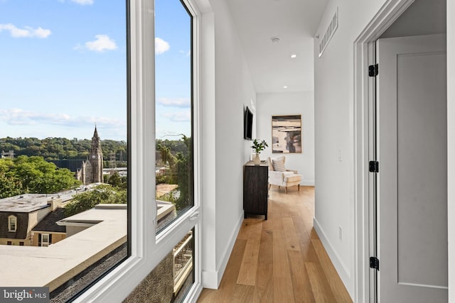 interior space with light hardwood / wood-style flooring