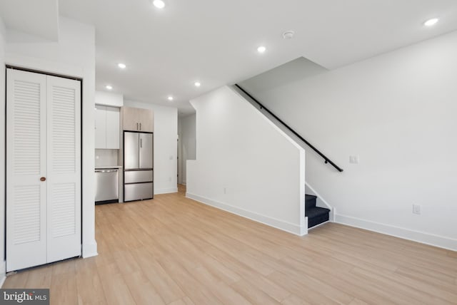 unfurnished living room featuring light hardwood / wood-style floors