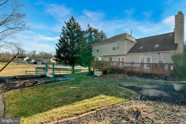 view of yard featuring a deck