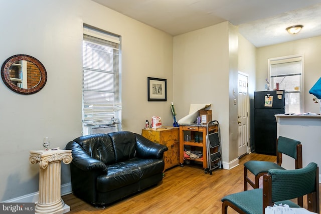 sitting room featuring light hardwood / wood-style flooring and a wealth of natural light