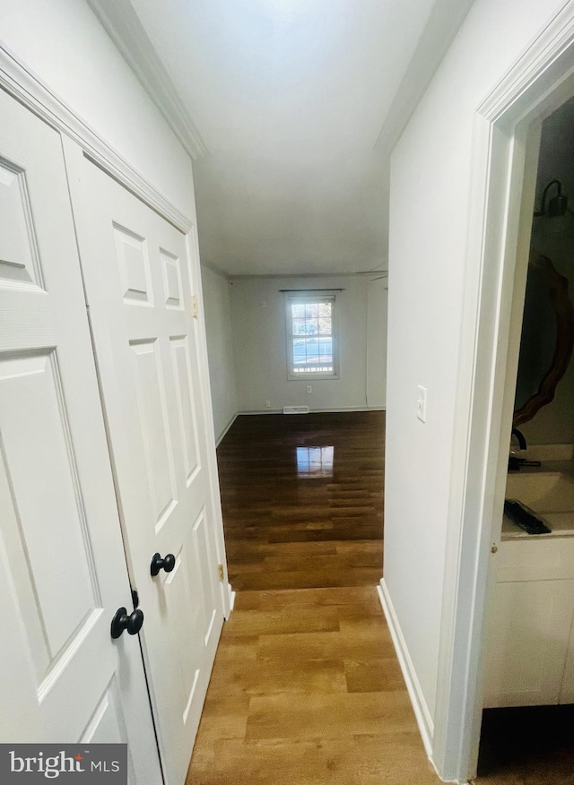 hall featuring light wood-type flooring