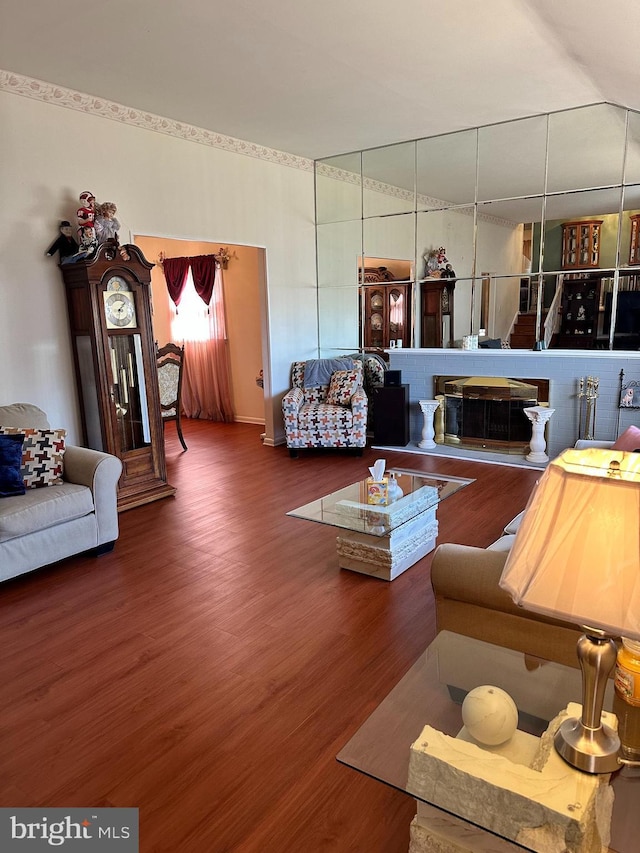 living room with wood finished floors