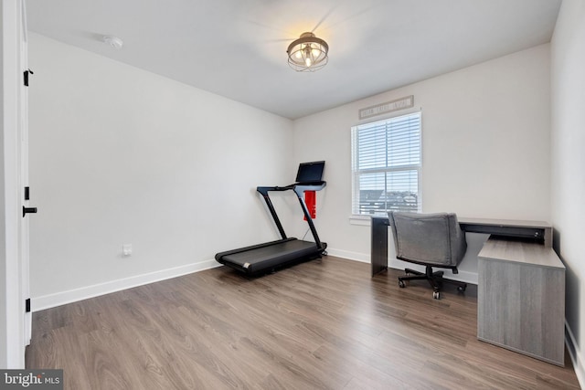 office area with hardwood / wood-style flooring