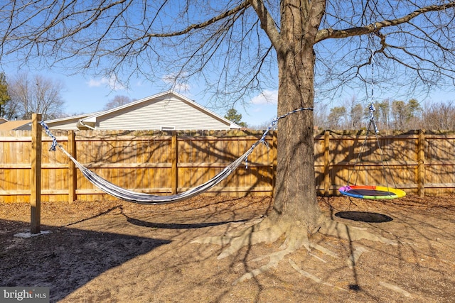 view of yard featuring a fenced backyard