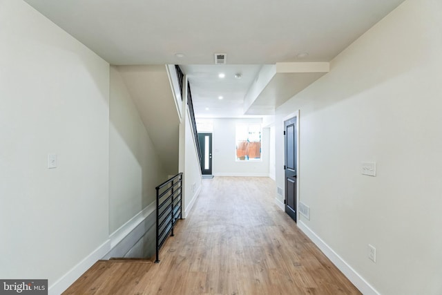 hall featuring light wood-type flooring