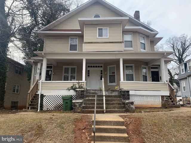 view of front of house with covered porch