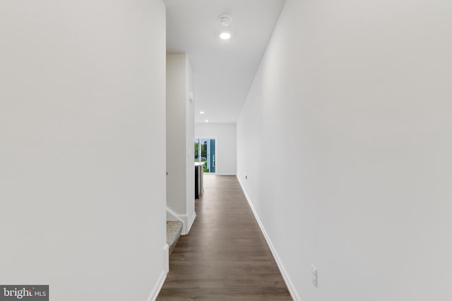 hall featuring dark hardwood / wood-style flooring