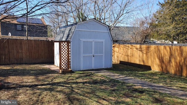 view of outdoor structure with a yard