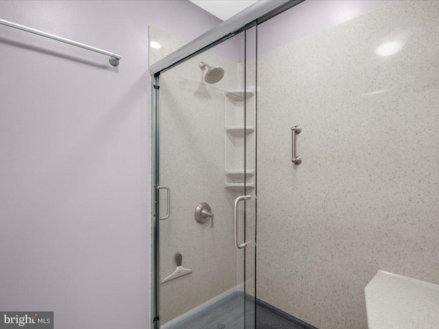 bathroom featuring a shower stall