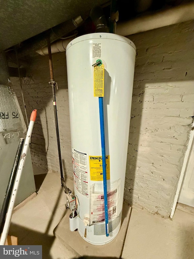 utility room with gas water heater