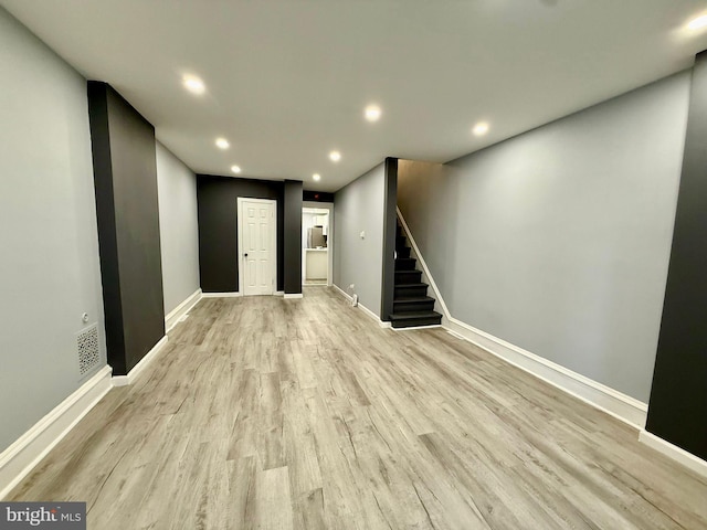 interior space with light hardwood / wood-style flooring