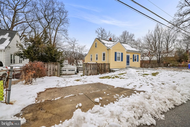 view of snow covered property