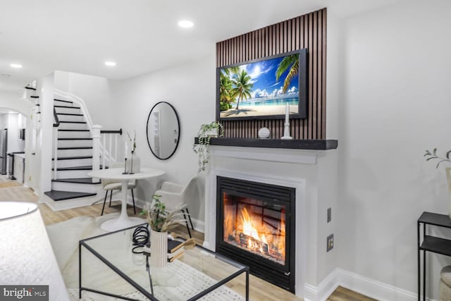 living room featuring light hardwood / wood-style floors