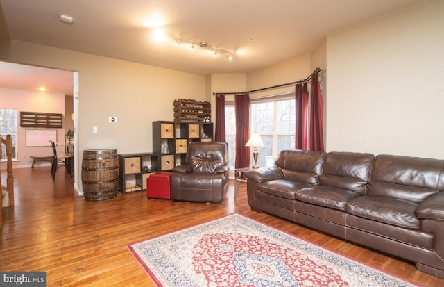 living area featuring wood finished floors