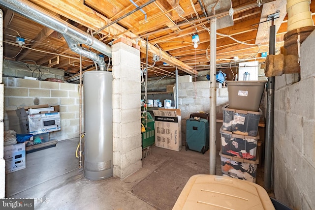 basement with water heater