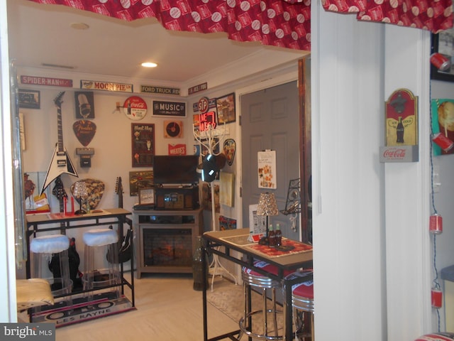 kitchen featuring crown molding