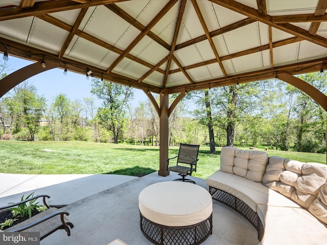 view of patio featuring a gazebo