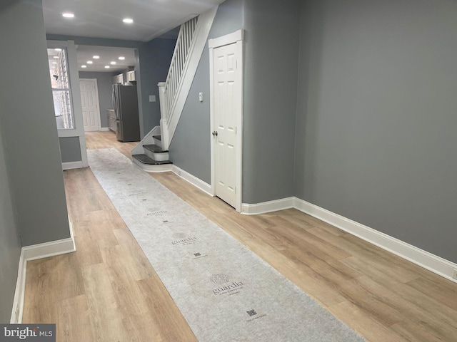 interior space with light hardwood / wood-style flooring