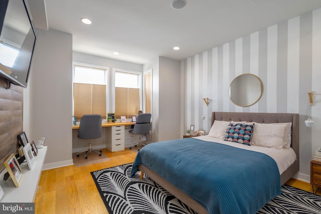 bedroom with light wood-type flooring