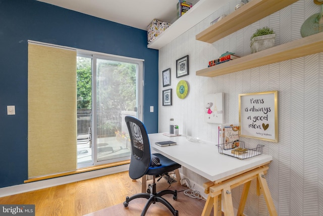 office area featuring wood-type flooring