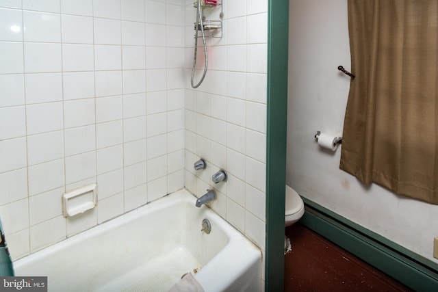 bathroom with toilet and shower / washtub combination