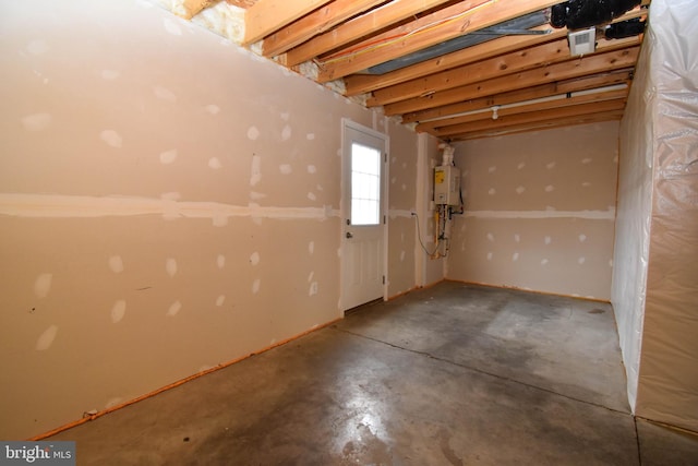 basement with water heater