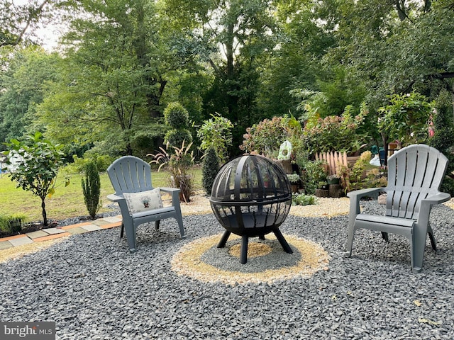 exterior space featuring a fire pit