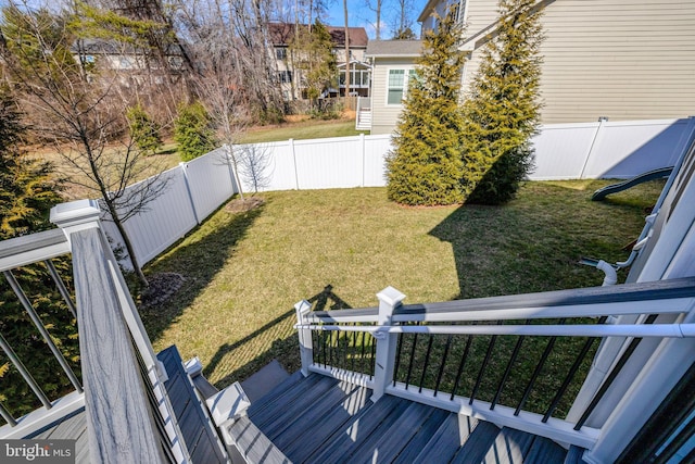 view of yard featuring a fenced backyard