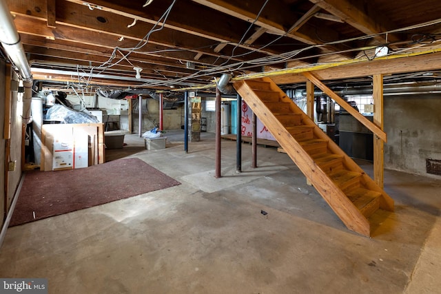 basement featuring water heater