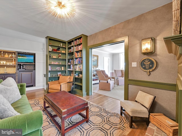 living area featuring wood finished floors