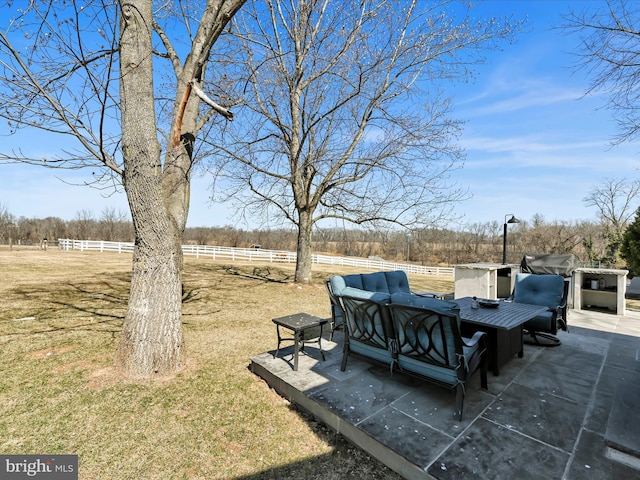 view of yard with a patio area and fence