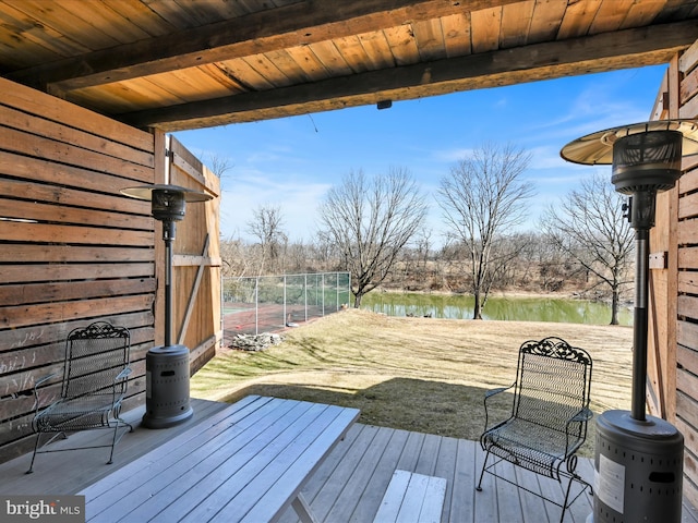 deck with a water view