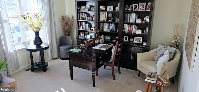 office featuring light colored carpet