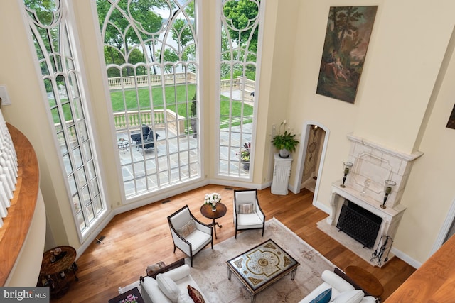 938 Old County Rd, Severna Park, MD 21146 - interior space featuring baseboards, a wealth of natural light, wood finished floors, and a fireplace