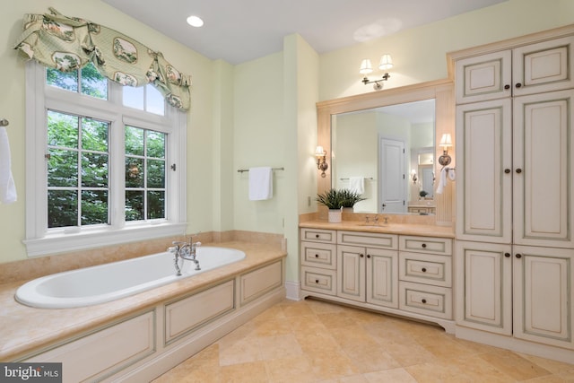 938 Old County Rd, Severna Park, MD 21146 - bathroom featuring vanity, tile patterned floors, and a bath